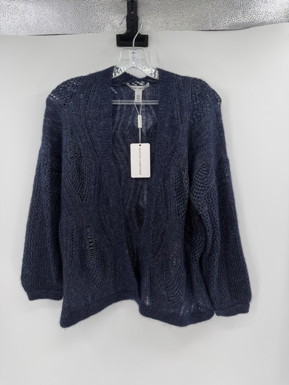 Autumn Cashmere Women's Open Front Open Weave Cashmere/Silk Cardigan - NWT